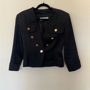 Yves Saint Laurent Black Double-Breasted Jacket with Gold Buttons